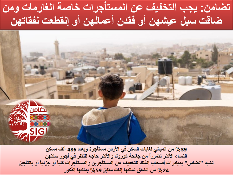 تضامن: النساء الأكثر تضرراً من جائحة كورونا والأكثر حاجة للنظر في أجور سكنهن
